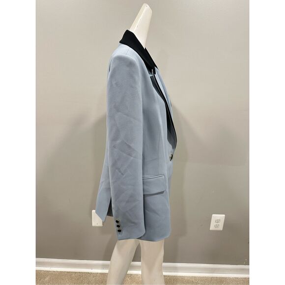 NWT Elie Saab Lapel Wool Crepe Blazer Blue Black Size FR44/US12 $2790 - Picture 10 of 15